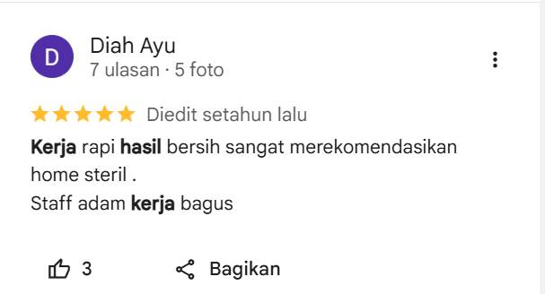Testimoni Pelanggan Home Steril