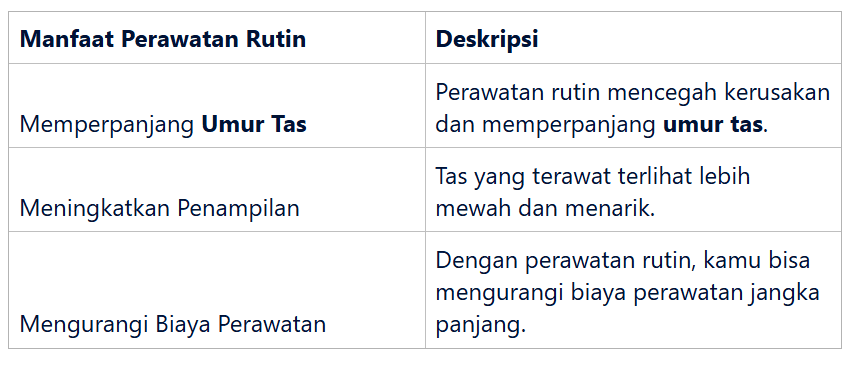 Manfaat Tas yang Terawat dan Berkilau