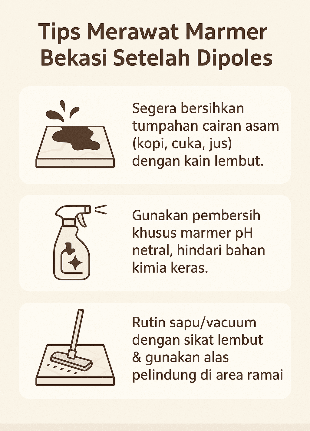 Infografik: Tips Merawat Marmer Bekasi Setelah Dipoles