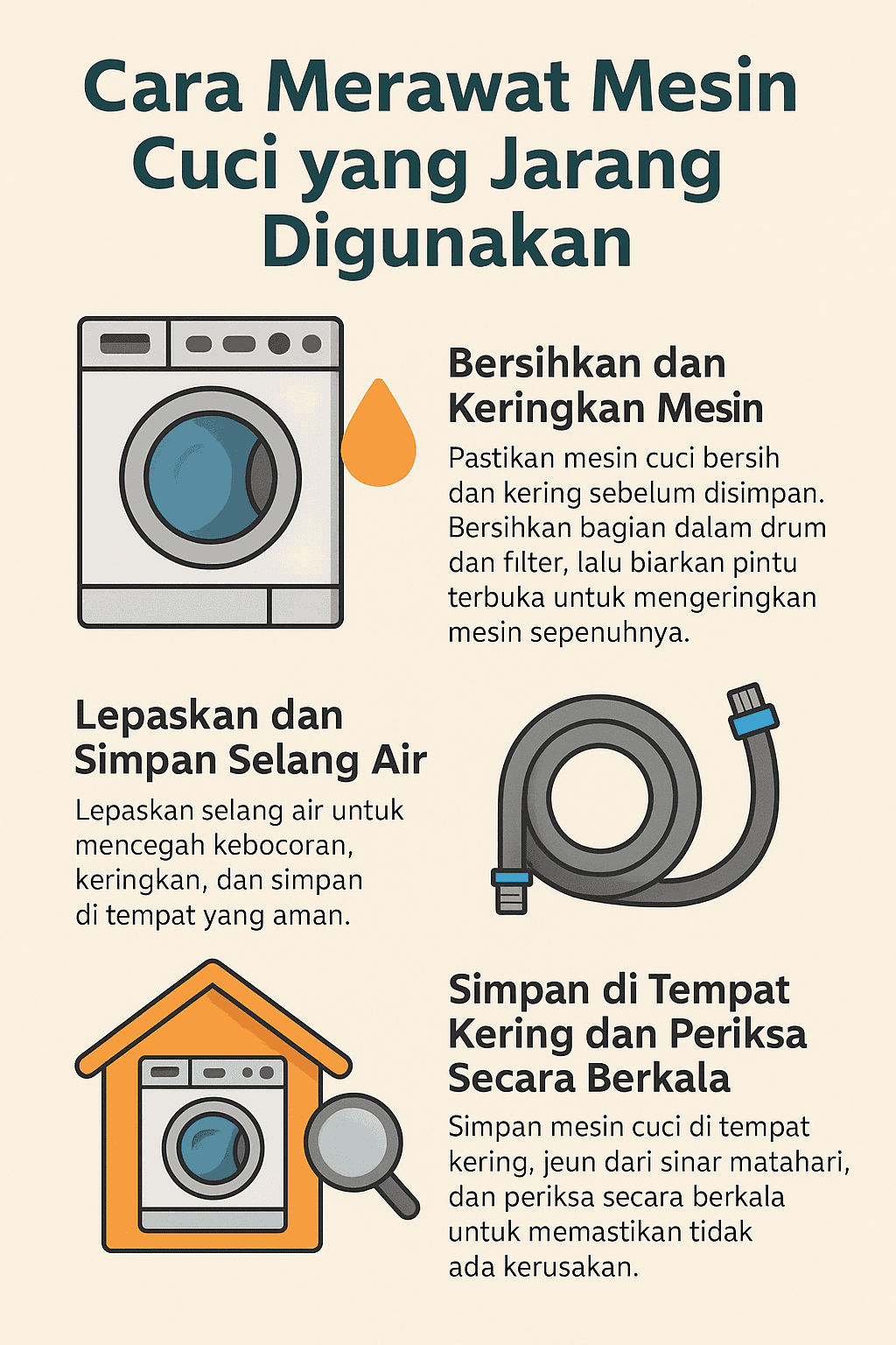 Infografik: Cara Merawat Mesin Cuci yang Jarang Digunakan