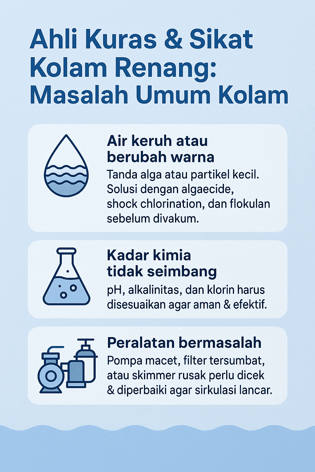 Ahli Kuras & Sikat Kolam Renang: Masalah Umum Kolam