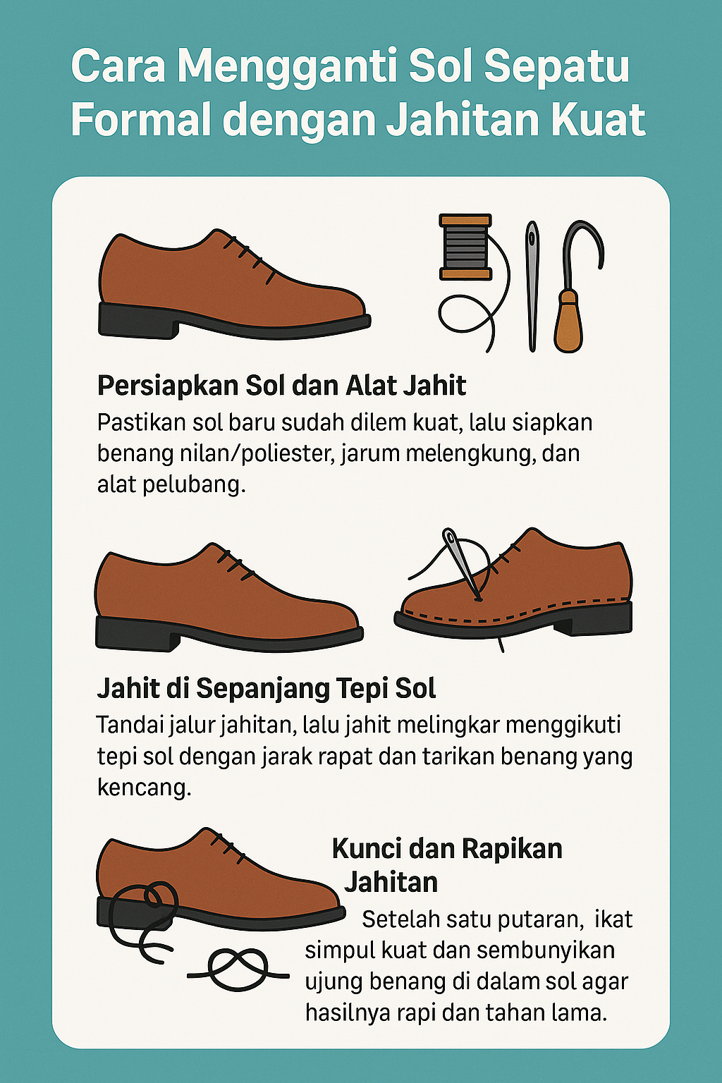 Cara Mengganti Sol Sepatu Formal dengan Jahitan Kuat