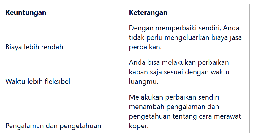 Mengapa Perbaikan Koper Sendiri Lebih Menguntungkan
