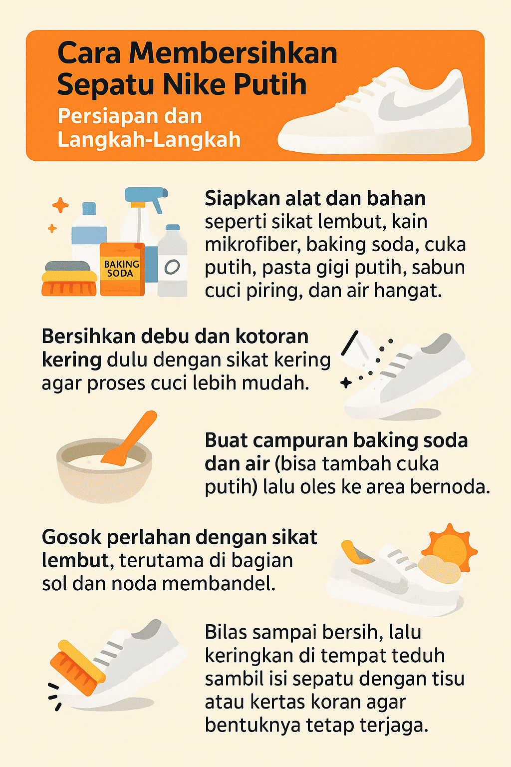 Cara Membersihkan Sepatu Nike Putih: Persiapan dan Langkah-Langkah