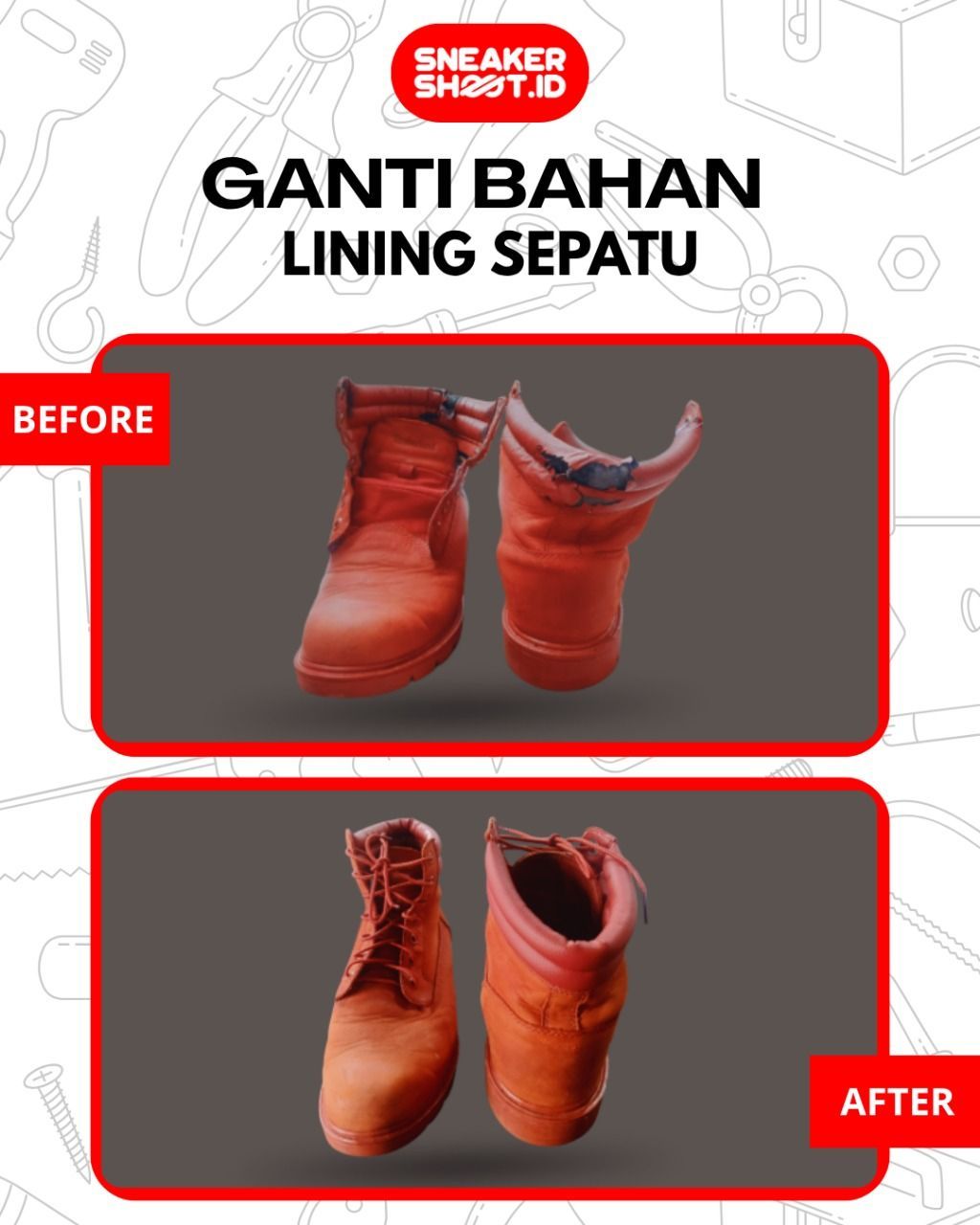 Ganti Bahan Lining Sepatu