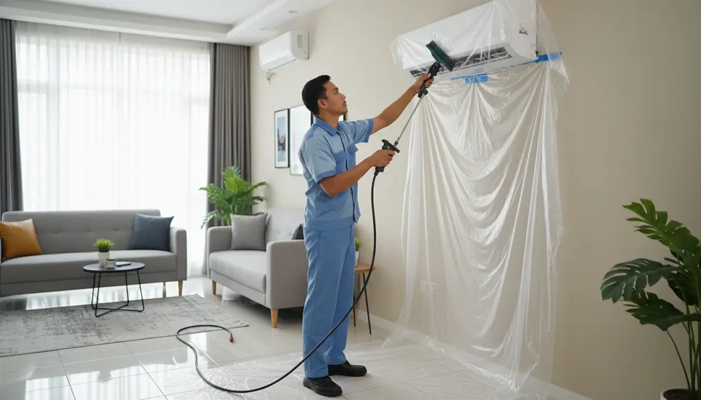 Proses Cuci AC Profesional oleh Home Steril