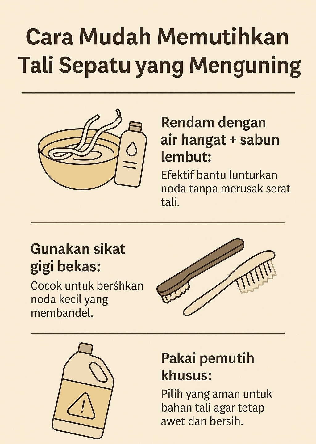 Infografik: Cara Mudah Memutihkan Tali Sepatu yang Menguning