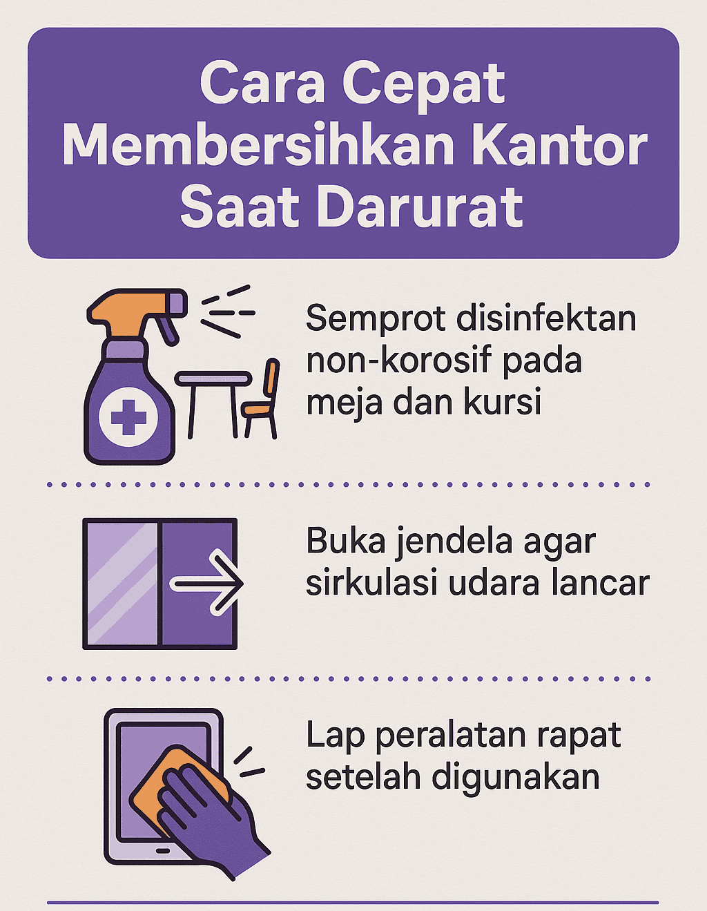 Infografik: Cara Cepat Membersihkan Kantor Saat Darurat