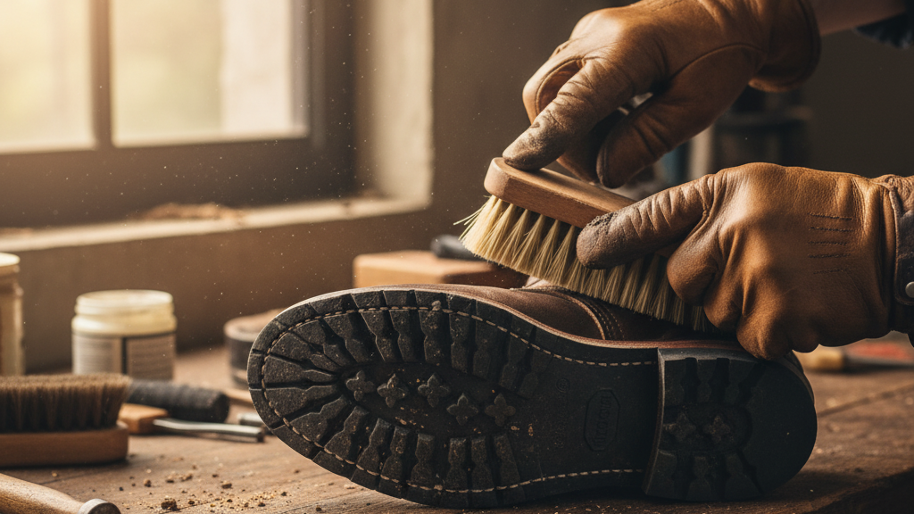 Membersihkan Sepatu Sebelum Proses Penggantian Sol