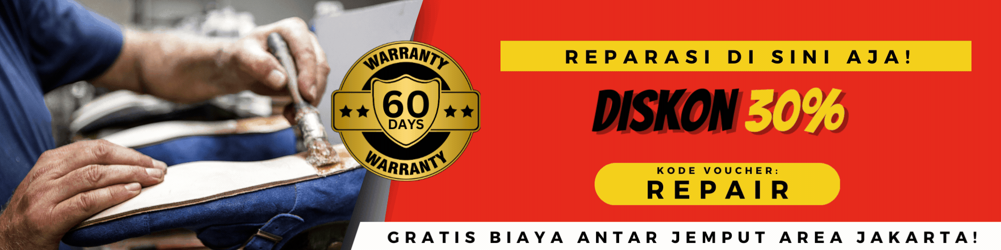 Diskon reparasi sepatu murah