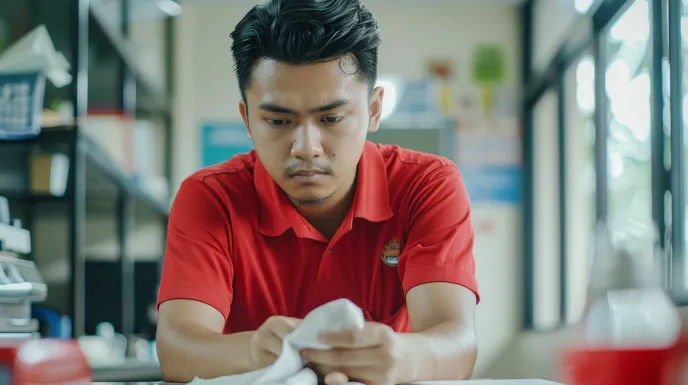 Segera Lap dengan Kain Kering