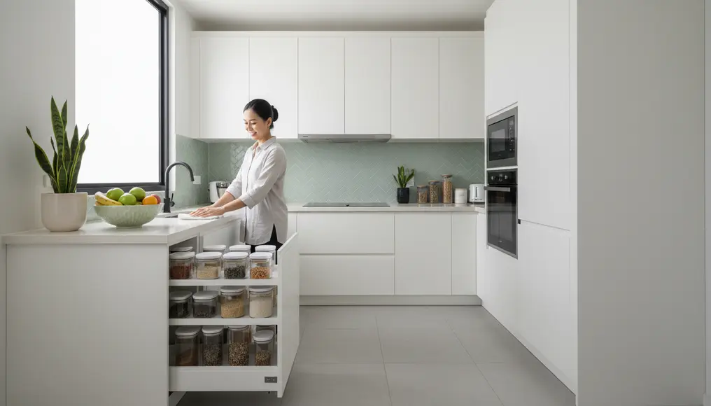 Jasa Pembuatan Kitchen Set Letter L Maksimalis dengan Kebutuhan Penyimpanan Khusus