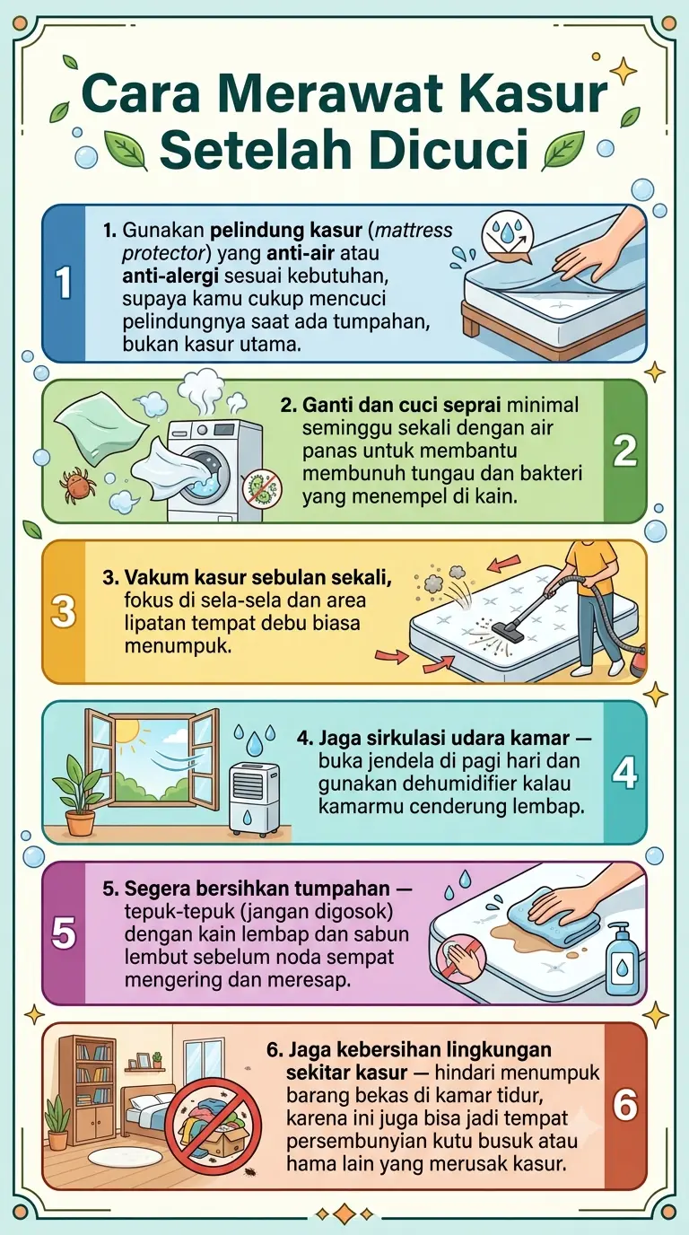 Infografik : Cara Merawat Kasur Setelah Dicuci