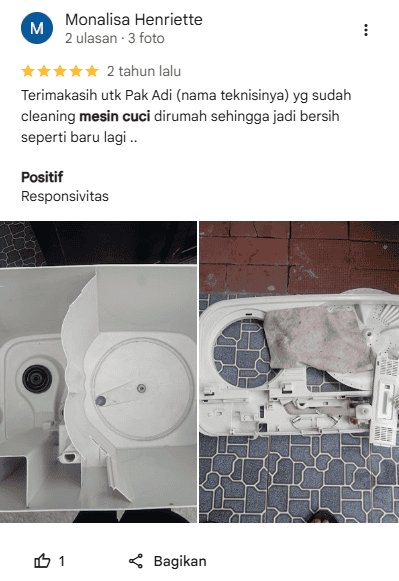Testimoni Pelanggan Booking Jasa Pembersihan Mesin Cuci Home Steril