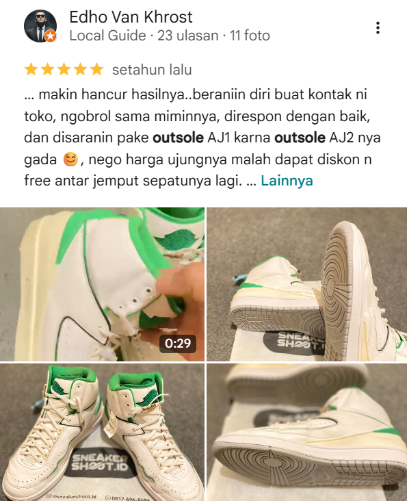 Testimoni Pelanggan Sneakershoot Ganti Outsole Sepatu Reebok