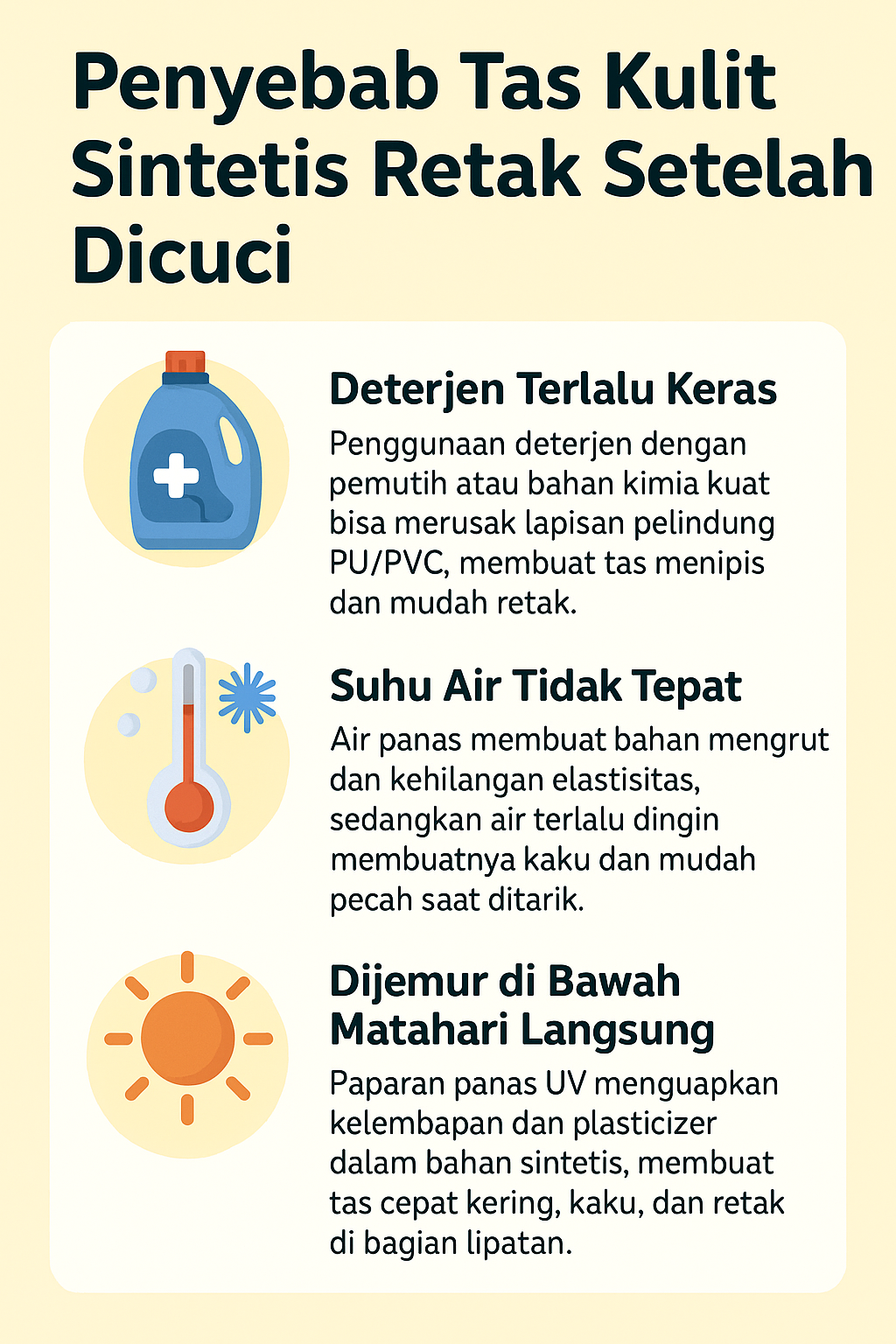 Penyebab Tas Kulit Sintetis Retak Setelah Dicuci