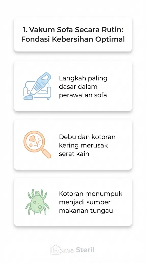 1. Vakum Sofa Secara Rutin: Fondasi Kebersihan Optimal