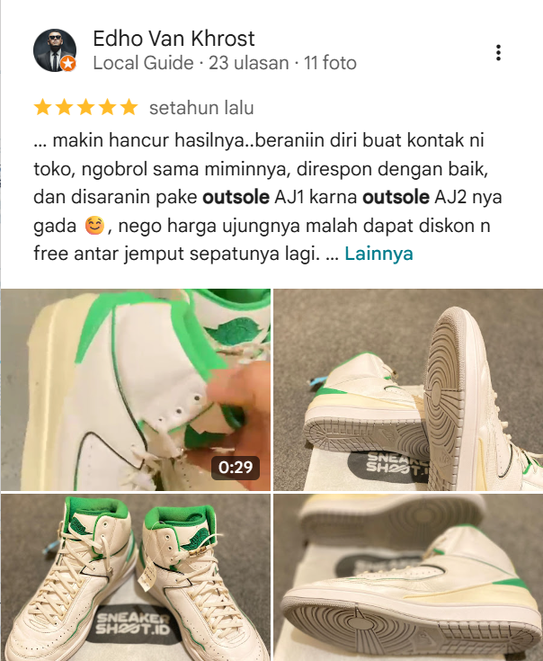 Rating & Ulasan Pelanggan Reparasi Sepatu di Sneakershoot
