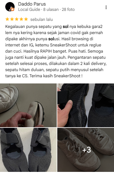 Rating Pelanggan Ganti Sol di Sneakershoot