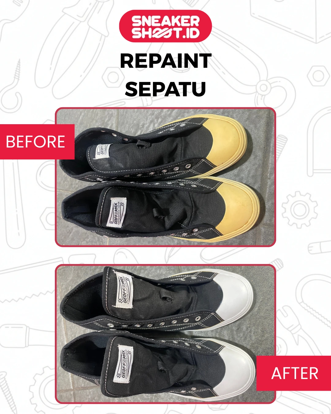 Before dan After Repaint Sepatu di sneakershoot.id.