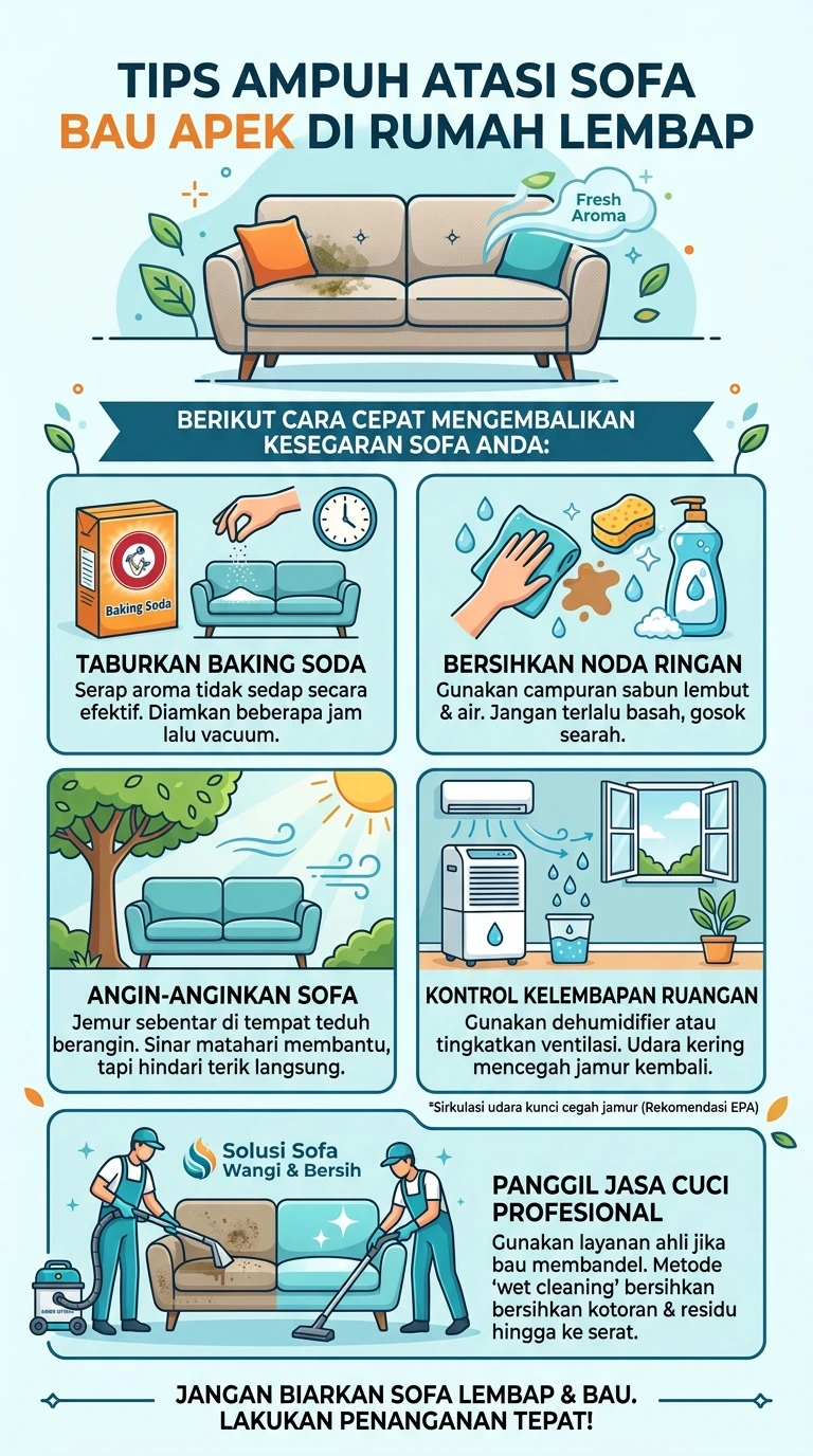 Infgrafik : Tips Ampuh Atasi Sofa Bau Apek Di Rumah Lembab