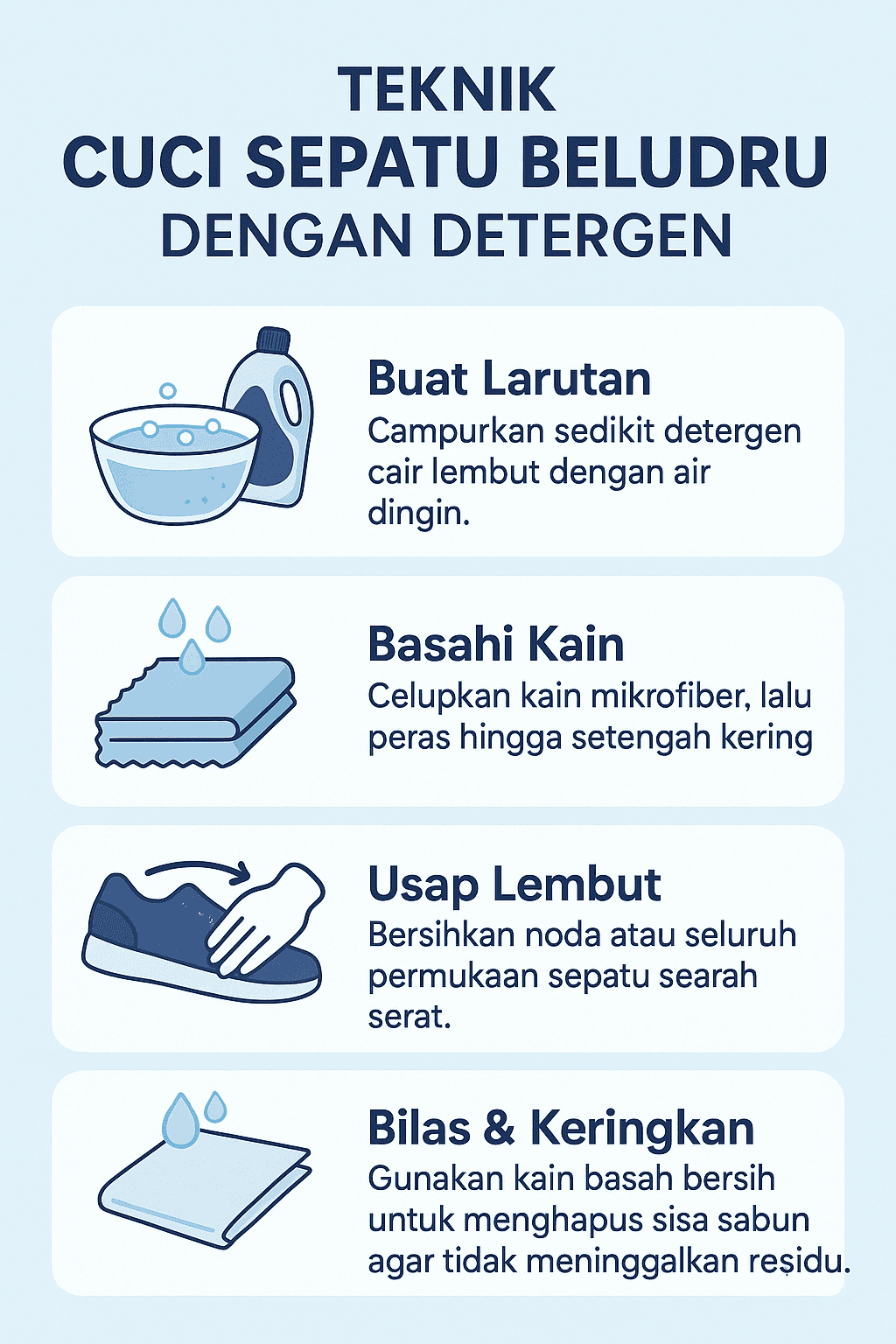 Teknik Cuci Sepatu Beludru dengan Detergen