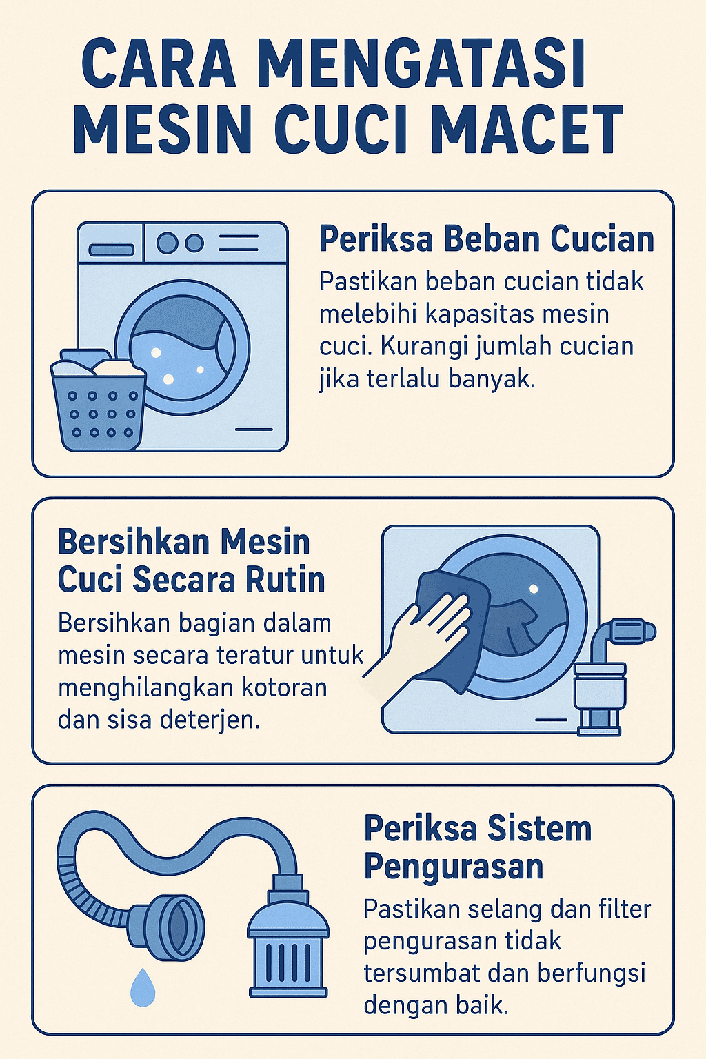 Infografik: Cara Mengatasi Mesin Cuci Macet
