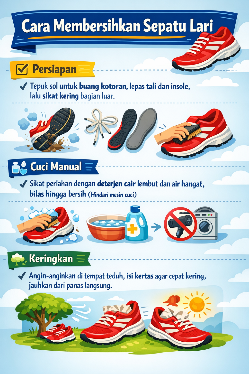 Cara Membersihkan Sepatu Lari