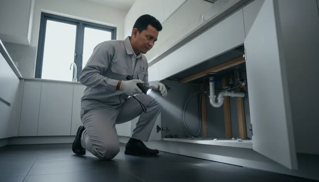 Teknisi profesional Home Steril menyiapkan bait station untuk umpan cerdas tikus - home-steril.com