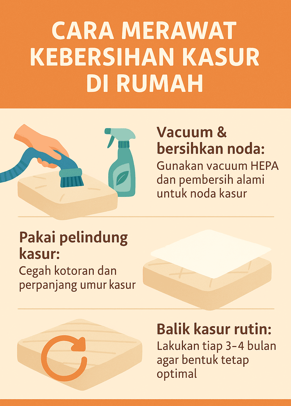 Infografik: Cara Merawat Kebersihan Kasur di Rumah