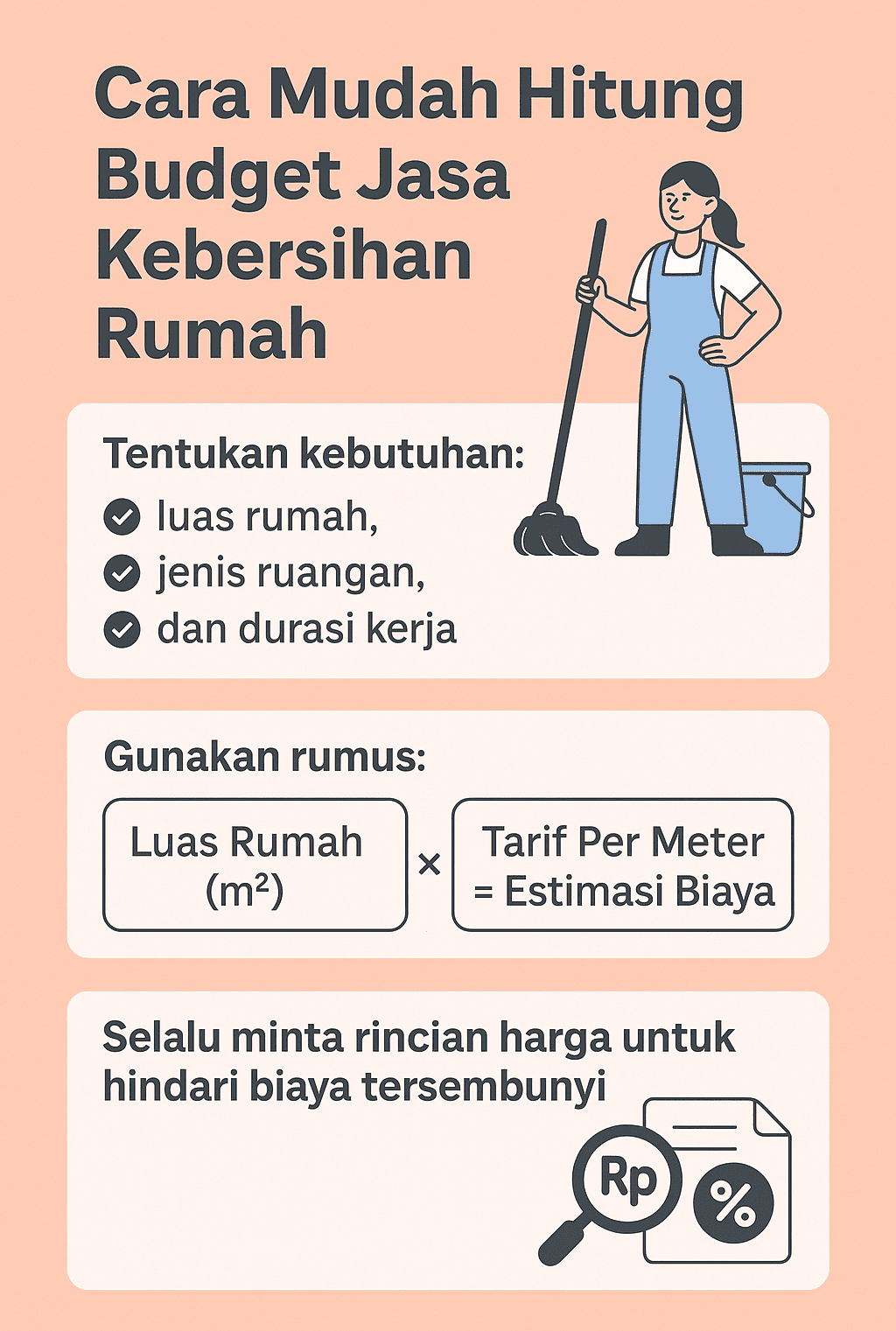 Infografik: Cara Mudah Hitung Budget Jasa Kebersihan Rumah