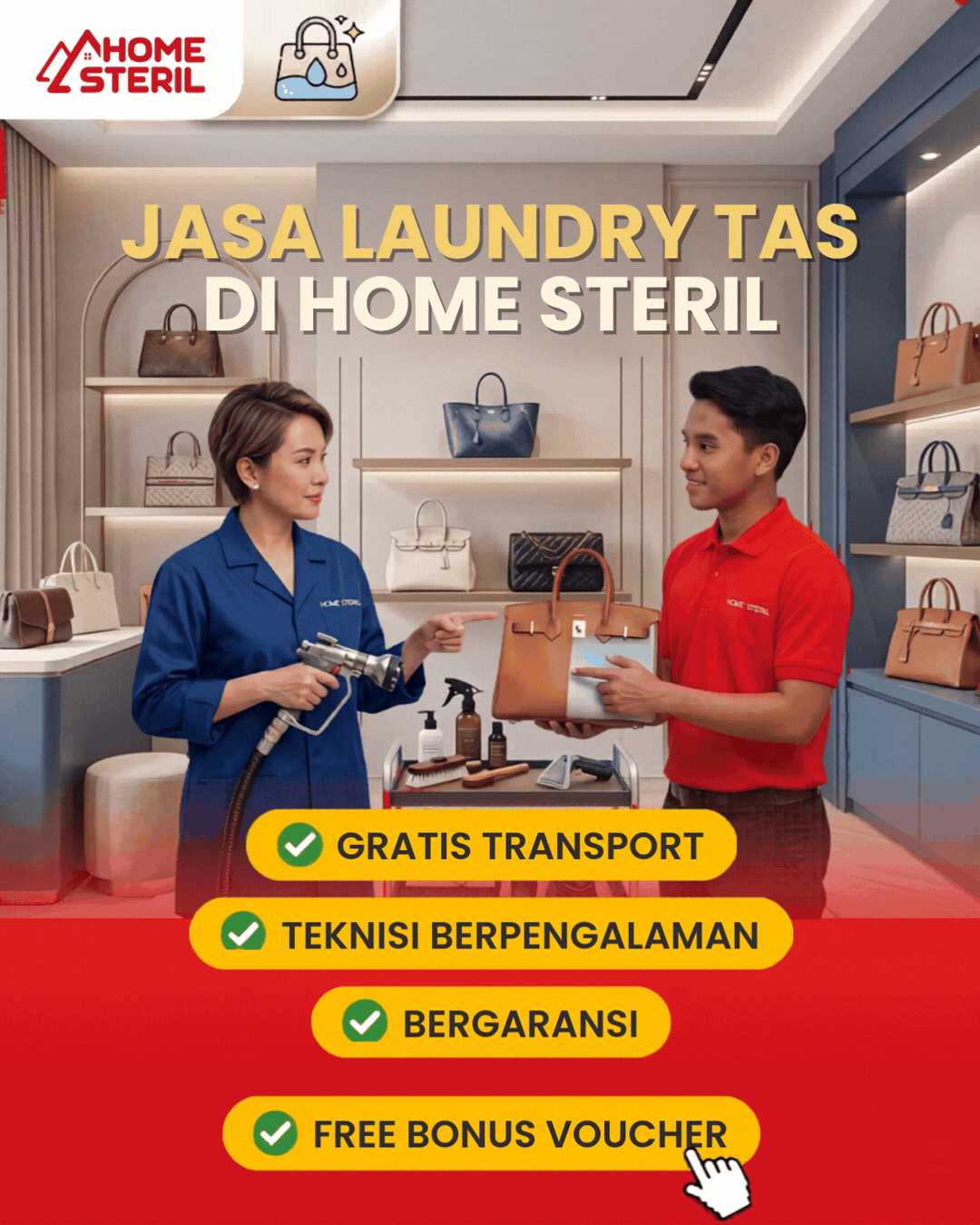 Jasa Laundry Tas di Home Steril
