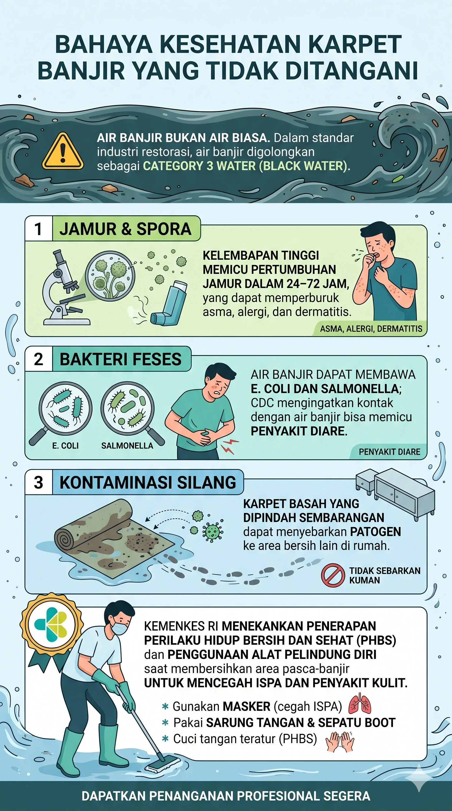 Apa Bahaya Kesehatan Karpet Banjir yang Tidak Ditangani