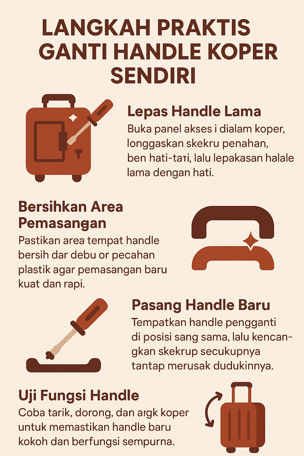Langkah Praktis Ganti Handle Koper Sendiri