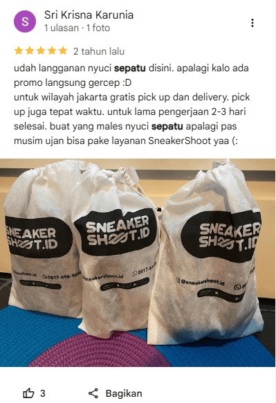 Rating Pelanggan Deep Cleaning Sepatu Kanvas di Sneakershoot