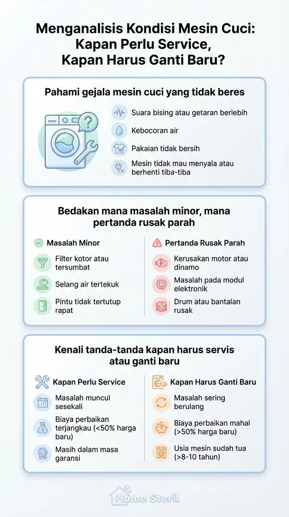 Menganalisis Kondisi Mesin Cuci: Kapan Perlu Service, Kapan Harus Ganti Baru?