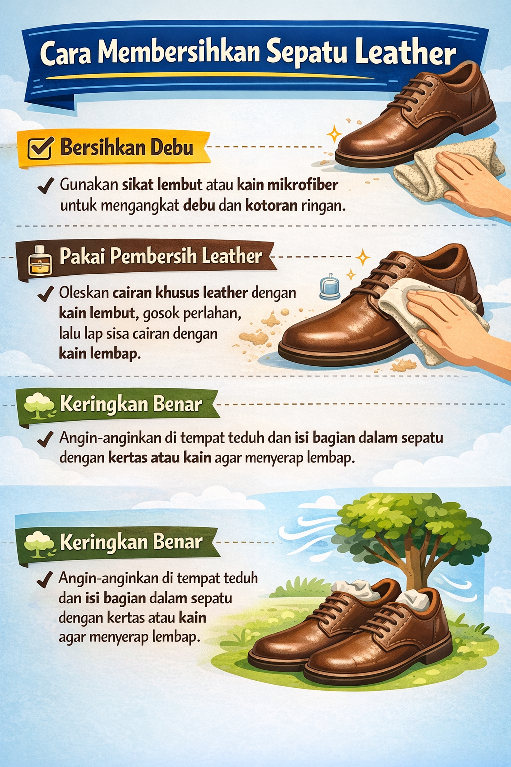 Cara Membersihkan Sepatu Leather