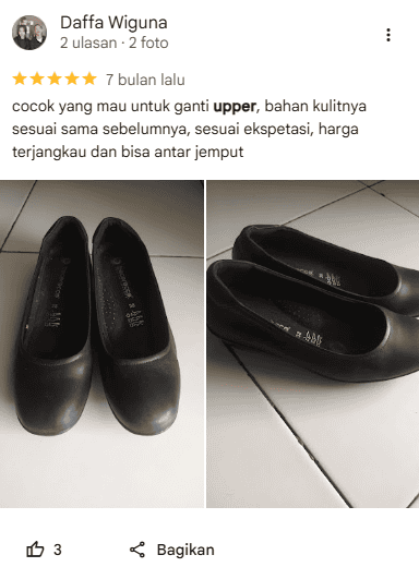 Testimoni Pelanggan Sneakershoot Reparasi Upper Sepatu Kulit