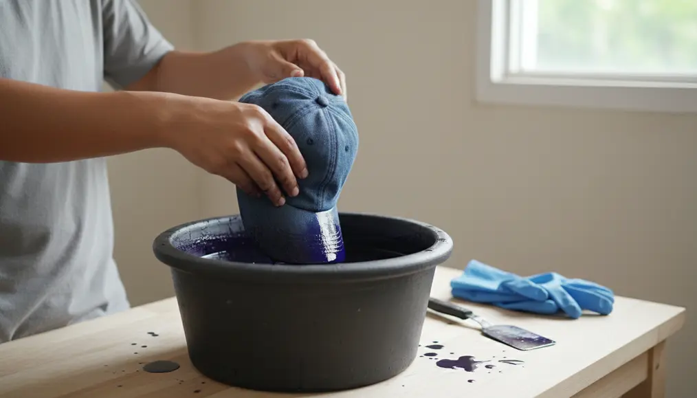 Langkah-langkah Repaint Topi Denim untuk Teknik Celup Indigo Look