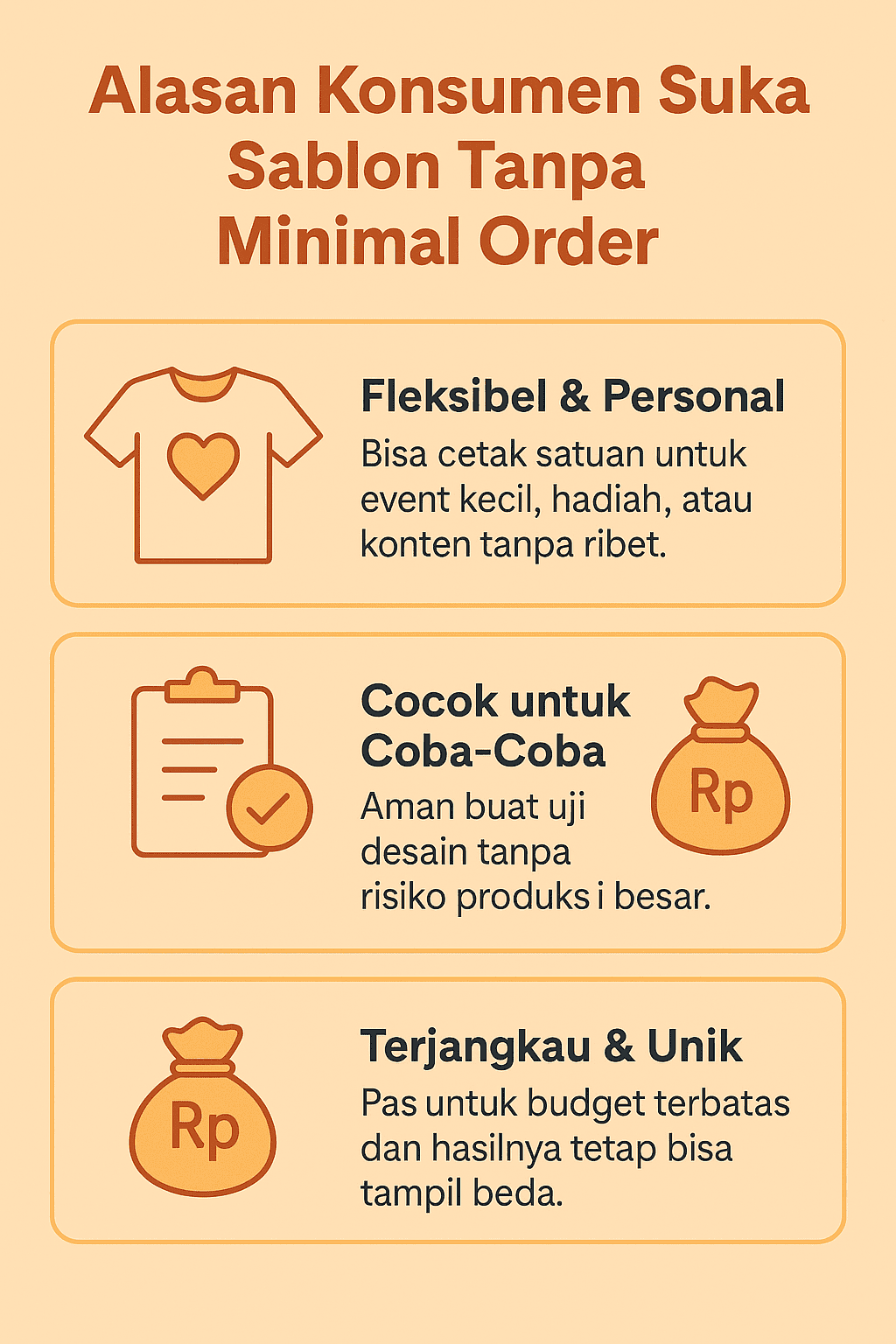 Infografik: Alasan Konsumen Suka Sablon Tanpa Minimal Order