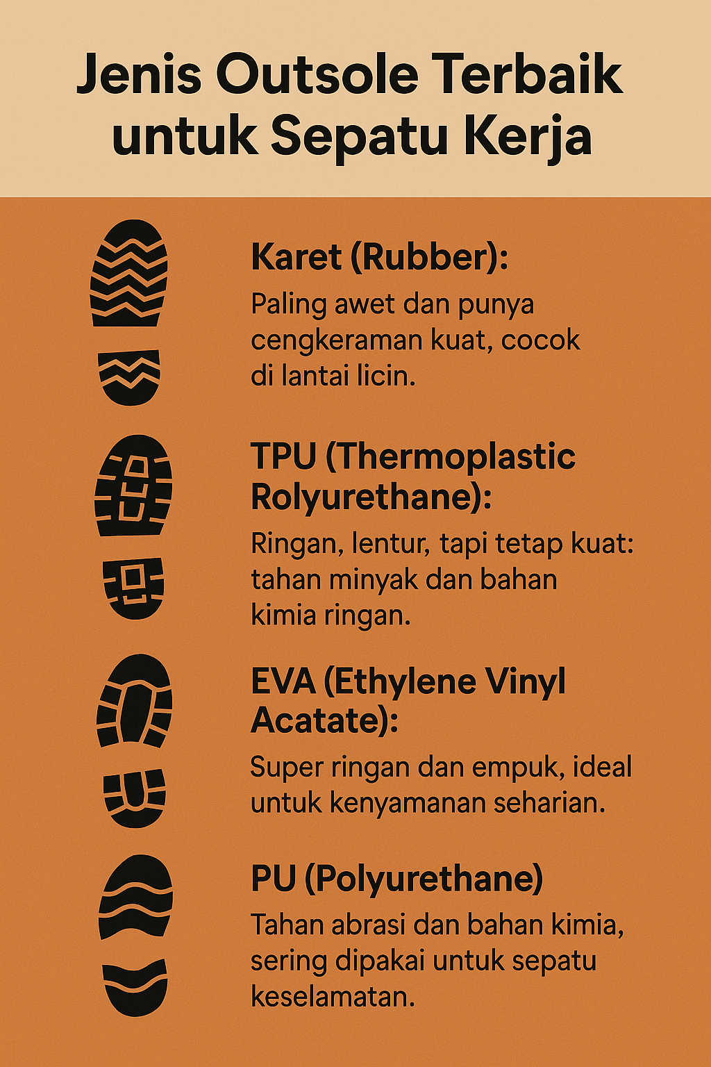 Jenis Outsole Terbaik untuk Sepatu Kerja