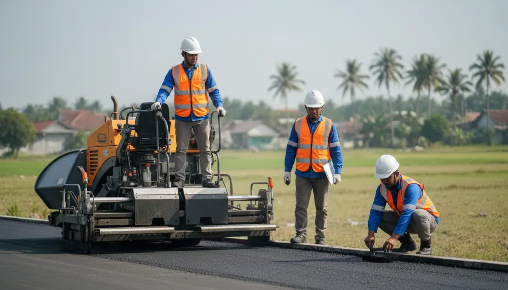 Armada alat berat pengaspalan jalan modern untuk pengerjaan aspal di Cilegon Banten - home-steril.com