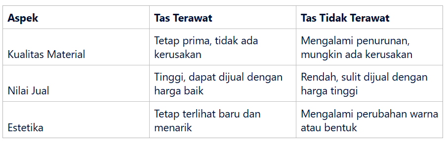 tas mewah yang terawat dengan baik dan yang tidak