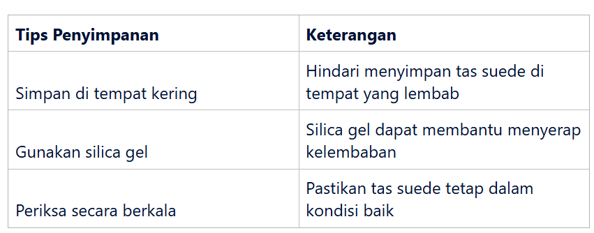 penyimpanan tas suede