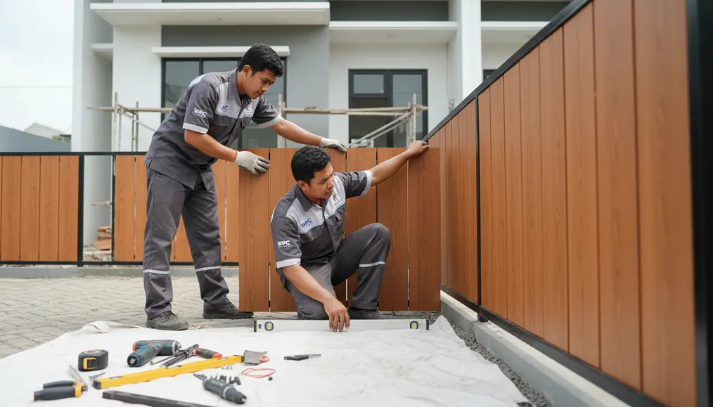 Penyelesaian finishing pagar kayu plastik oleh tukang las profesional - home-steril.com