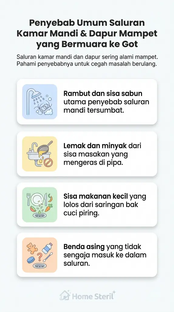 Penyebab Umum Saluran Kamar Mandi & Dapur Mampet yang Bermuara ke Got