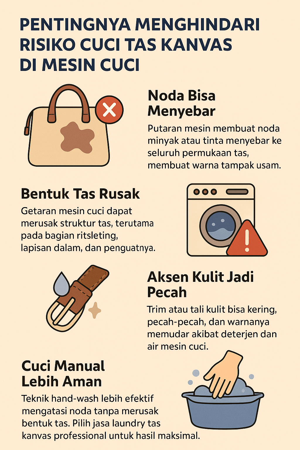 Pentingnya Menghindari Risiko Cuci Tas Kanvas di Mesin Cuci