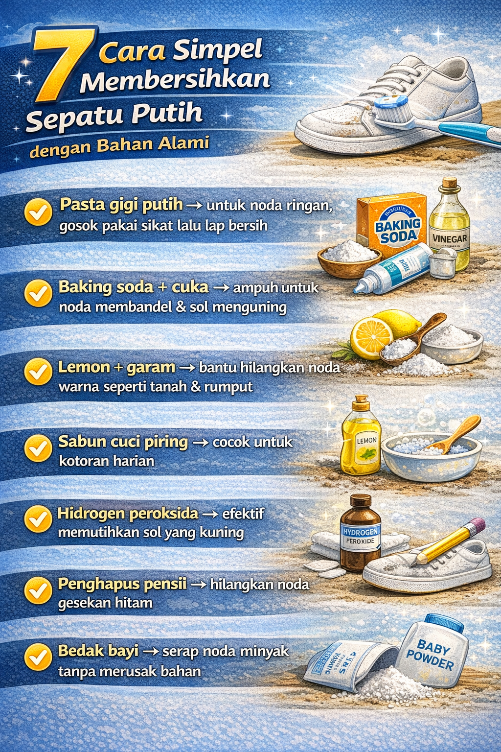 7 Cara Simpel Membersihkan Sepatu Putih dengan Bahan Alami