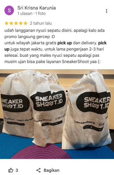 Rating Pelanggan Jasa Cuci Sepatu Sneakershoot