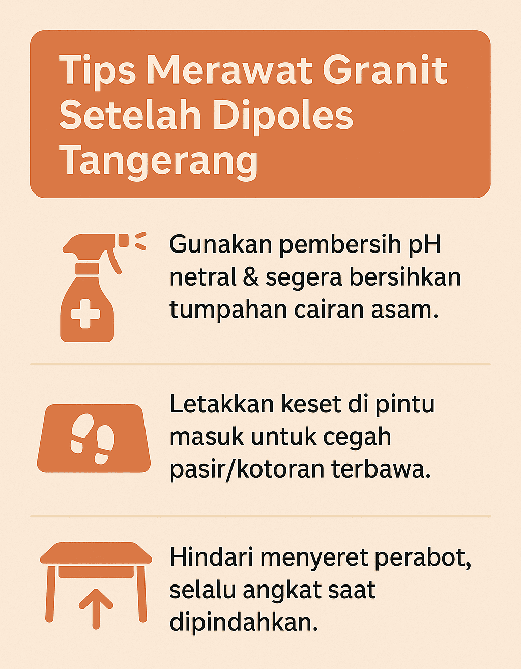 Infografik: Tips Merawat Granit Setelah Dipoles Tangerang